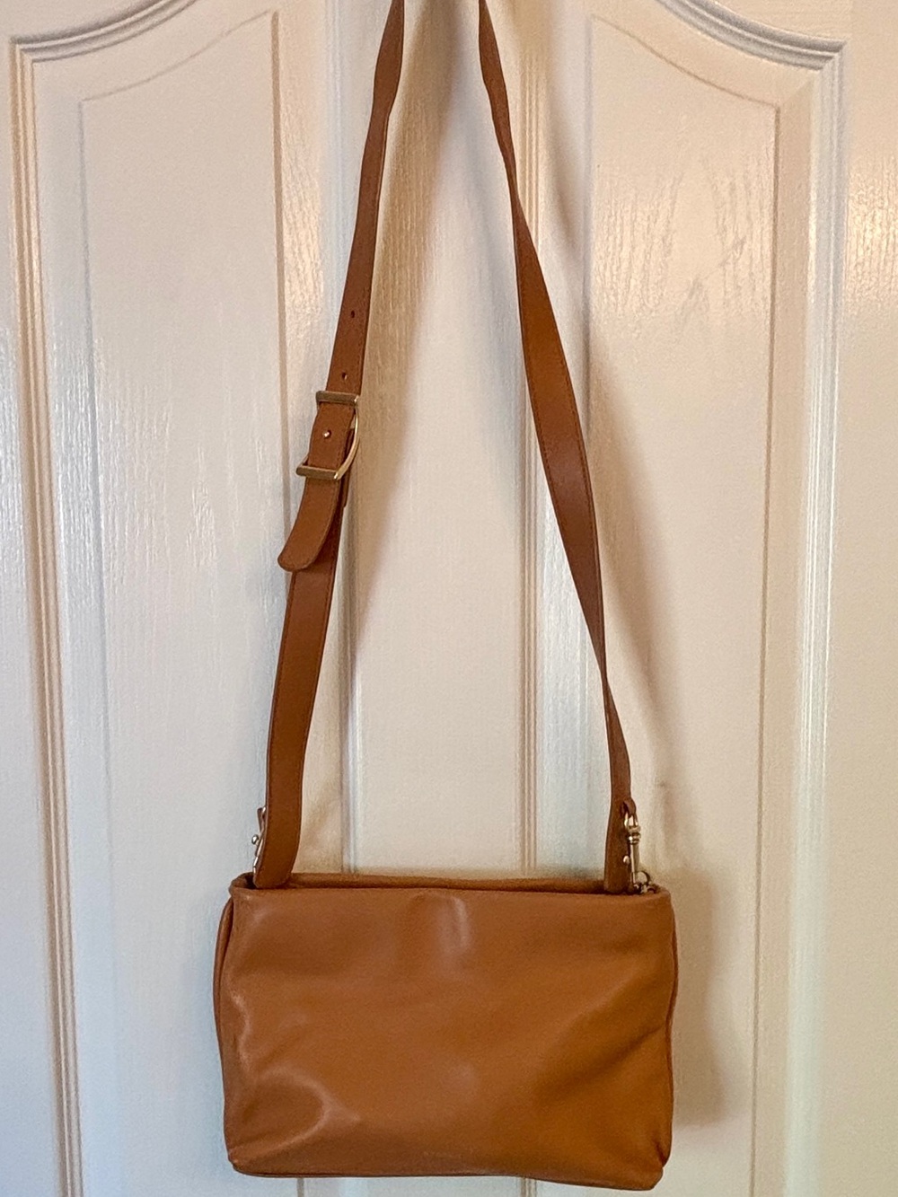 Skagen Tan Leather Crossbody Shoulder Bag ~ Minimalist Sophisticated